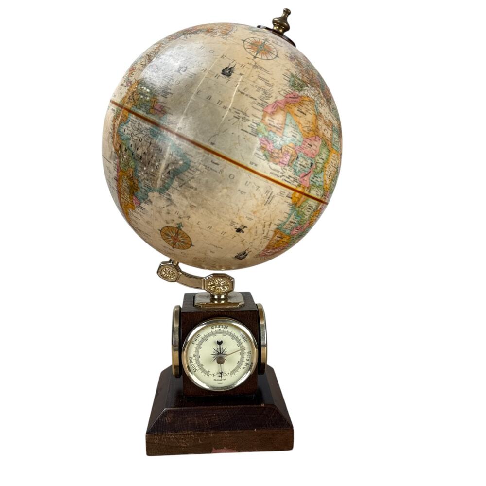 Replogle 9" World Classic Series Globe Weather Station Barometer Vintage Desk